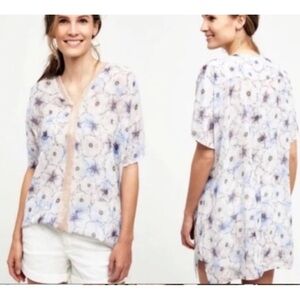 Anthro One September Blouse Size XSP Lyla Flower Sequin Tunic Top Dress